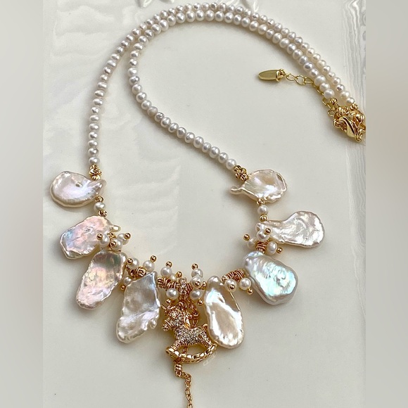 N291-Premium Keshi Pearl And Baby Pearl Pony Necklace - Picture 5 of 12